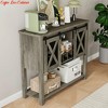 Entryway Coffee Bar Cabinet w/Sliding Barn Doors, Farmhouse Console Table w/ Stemware & Wine Racks, Sideboard Buffet Cabinet - 3 of 4