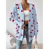 Heart Cardigan Sweater for Women Oversized Valentine Cardigan Cute Love Print Open Front Knit Sweaters Coat with Pockets - 3 of 4