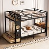 Queen over Queen size Metal Bunk Bed for Teens with Storage Shelves,Drawers and Pegboard,Black - 3 of 4