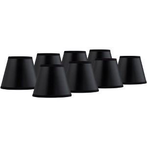 Springcrest Set of 8 Empire Chandelier Lamp Shades Black Paper Small 3" Top x 5" Bottom x 4" High Candelabra Clip-On Fitting - 1 of 4
