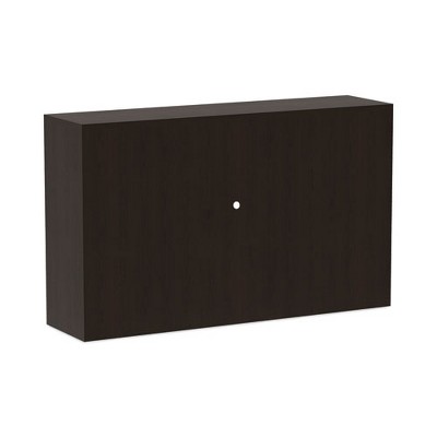 Espresso Woodgrain Laminate Desk Hutch with Doors and Compartments
