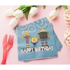 Blue Panda 150-Pack Disposable Paper Napkins Happy Birthday Party Supplies, Robot 6.5"x6.5", Navy - 3 of 4