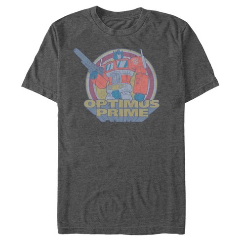 Men's Transformers Optimus Prime Retro Circle T-Shirt - Charcoal Heather -  X Large