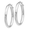 Black Bow Jewelry 3mm x 26mm (1 Inch) Polished 14k White Gold Oval Tube Hoop Earrings - 2 of 4