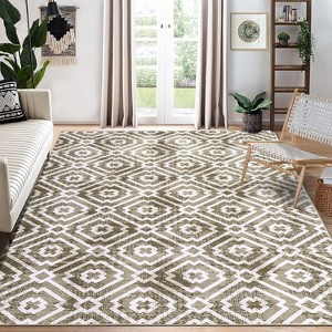 Modern Geometric Washable Area Rug,Low-Pile Non-Slip Non-Shedding Carpet for Living Room, Bedroom & Nursery - 1 of 4