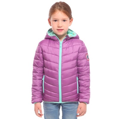 Rokka&Rolla Girls' Reversible Light Puffer Jacket Coat-Pink Marble, Size 10-12