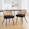 Bekrvio Rattan Dining Chairs - Cane Back & Curved Arm,Boucle Fabric Upholstered, Mid Century Modern Kitchen Chairs for Living Room - 2 of 4