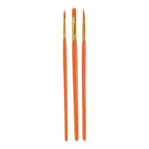 Unique Bargains 3-Piece Set of Pens Applicable Paint Type Oil Paint Brush Style Round Tip Brush Nylon Wood 6.77"-6.89"-6.85" 3Pcs - 1 of 3