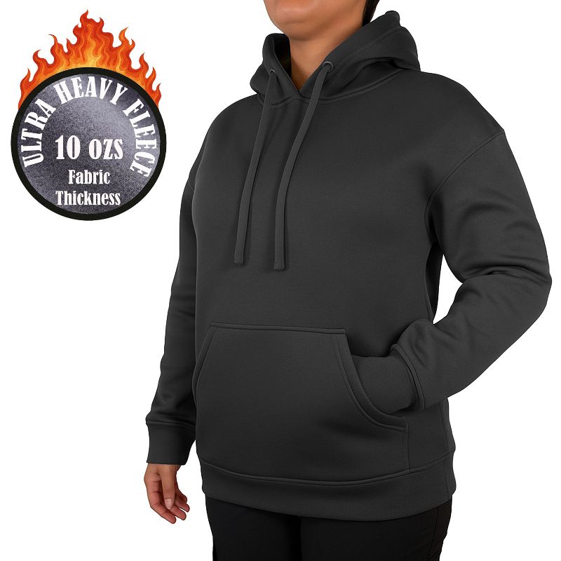 Blue Ice Women's Loose Fit Super Heavyweight Fleece-Lined Pullover Hoodie - Small, Black