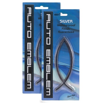 Dicksons, Large Silver Chrome Christian Jesus Fish Symbol, for Car, Vehicle, Truck, Van, Super Adhesive, All Weather, Inspirational Bumper, Easy Peel