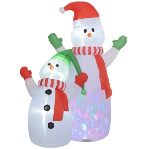 Outsunny 8FT Giant Christmas Inflatables Snowman, Huge Blow Up Christmas Decorations with Rotating Colorful LED Light for Indoor, Outdoor, Yard, Party - 1 of 4