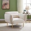 Dolonm Oversized Velvet Accent Chair - Plush Fabric Armchair with Sturdy Metal Legs for Living Room, Bedroom & Apartment, Beige - 2 of 4