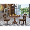 HomeStock 3-Pc Mahogany Finish Solid Wood Top - Round Dining Room Set - Seats 4 - 2 of 4