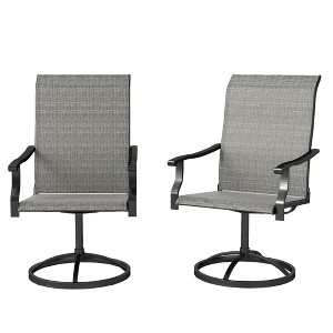 Patio Swivel Chairs Set of 2, High Back Patio Dining Chairs with All-Weather Mesh for Backyard, Lawn, Garden - 1 of 4