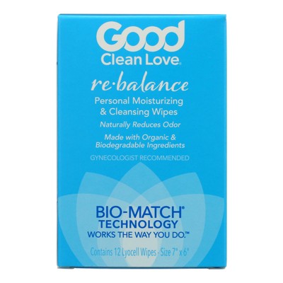 Good Clean Love Rebalance Personal Moisturizing and Cleansing Wipes - 12 ct