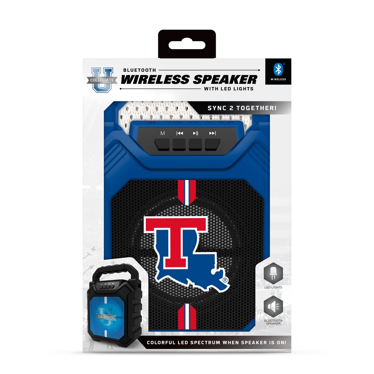 SOAR Collegiate LED ShockBox Wireless Bluetooth Speaker with FM radio- Louisiana Tech Bulldogs - thumbnail 2