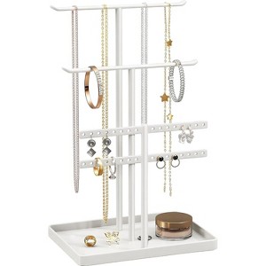 14.5-Inch Gold Jewelry Stand - Holds 80 Pieces, Sturdy Display for Necklaces & Bracelets - 1 of 4