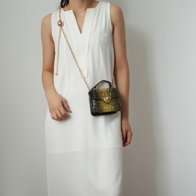 MKF Collection Luxe Croc-Embossed Mini Satchel Bag with Gold Chain Strap, Vegan Leather by Mia K — фото 3