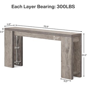 Gulches Farmhouse 70.9" Wood Console Table, Sofa Table for Entryway, Gray - 1 of 4