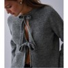Coolmee Women's Cute Oversized Cardigan Sweaters Long Sleeve V Neck Tie Front Cadigan Knitwears Bow Tops - 3 of 4