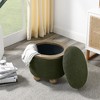 VYNXARIA Round storage stool, storage stool with storage space and cushioned seat, available in bedroom, living room, entryway-Dark green - 2 of 4
