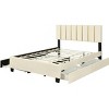 Streamdale Queen Size Upholstered Platform Bed with 2 Drawers and 1 Trundle, Classic Metal Strip Headboard Design, Beige - 4 of 4