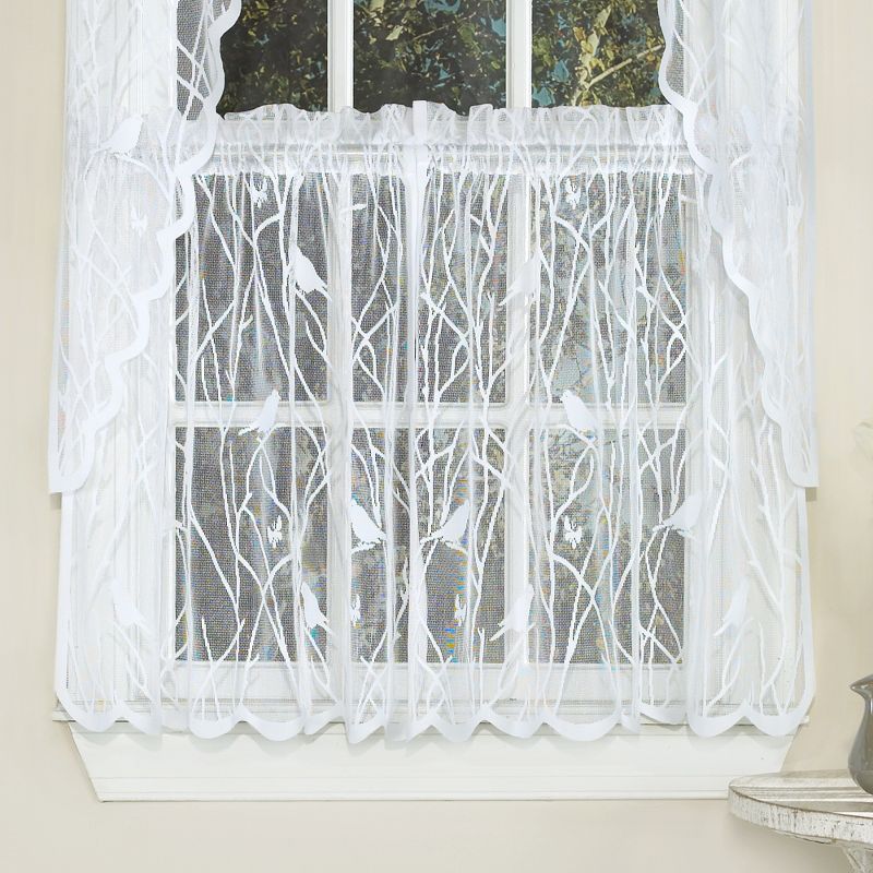 Songbird Motif Knit Lace Window Curtains by Sweet Home Collection™, 1 of 4