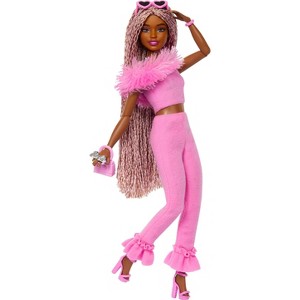 Barbie Deluxe Style 11" Doll #4 Jumpsuit, Pink and Brown Braided Hair - 1 of 4