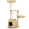 PawHut 47" Cat Tree Kitty Activity Center, Cat Climbing Toy with Cattail Fluff, Bed, Condo, Sisal Scratching Post, and Hanging Ball, Natural - 4 of 4