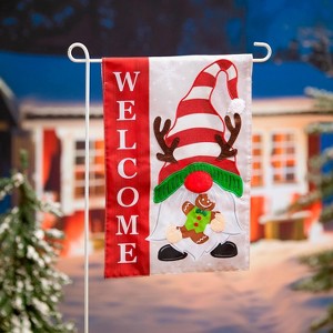 Evergreen Garden Flag Holiday Gnome Applique Double Sided Indoor Outdoor Decor 18" x 12.5" - 1 of 4