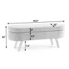 SeaCamel Ottoman Bench, 43.5"x16"x16", Gray/Cyan, Rubber Wood Legs, Versatile Seating & Hidden Storage - 3 of 4