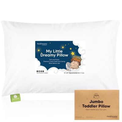 KeaBabies Toddler Pillow with Pillowcase, Jumbo 14X20 Soft Organic Cotton Toddler Pillows for Sleeping (SoftWhite)