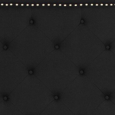 Elegant Full-Size Black Upholstered Platform Bed with Tufted Headboard