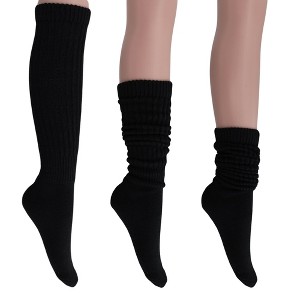 Women's Slouch Socks – Soft Cotton Scrunch Socks, Retro Knee-High Boot Socks for Casual Wear & Comfort (6 Pairs) - 1 of 1
