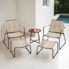 5 Piece Rope Patio Furniture Set, All-Weather Conversation Sets for Backyard with Handwoven Armchairs, Ottomans, Round Coffee Table, Beige - 2 of 4