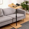 Tray Tables Bamboo Height Adjustable Side Table for Sofa C-shaped Metal Oval End Tables with Slots for Living Room & Bedroom, Simple Assembly, Natural - 3 of 4