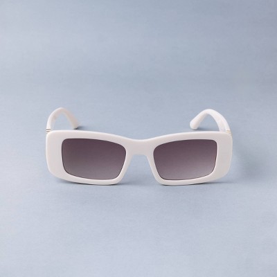 Women's Rectangle with Metal Temples Sunglasses - A New Day™ Ivory
