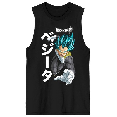 Dragon Ball Super Vegeta Kanji Crew Neck Sleeveless Black Men's Tank ...