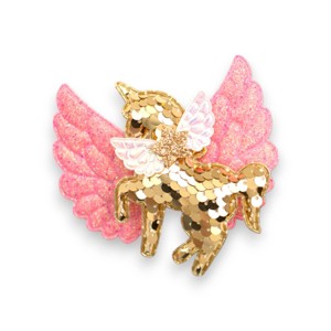 Summer Crystal - Big Winged Sequin Unicorn Hair Clip - 1 Pack - 1 of 4