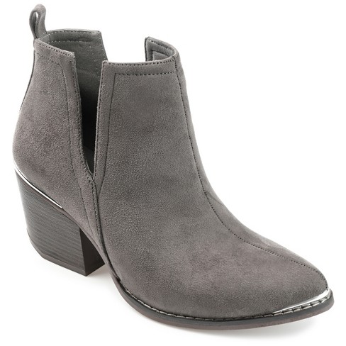 Journee Collection Womens Issla Pull On Stacked Heel Booties Grey 12 ...