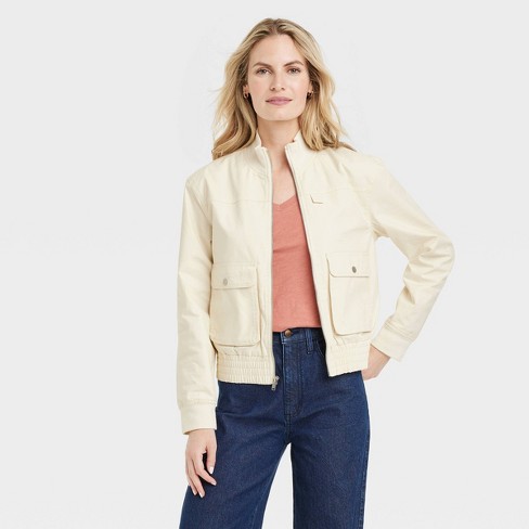 Women's Cargo Bomber Jacket - Universal Thread™ White Xs : Target