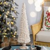 Whisen D5.1x21.7" Fringes Embellished Cone With Wooden Base, Christmas Decoration - Cream - 2 of 4