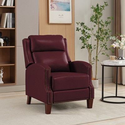 Hyleory Pushback Recliner Chair Faux Leather Armchair Push Back Recliner with Rivet Decoration Single Sofa Accent Chair for Living Room