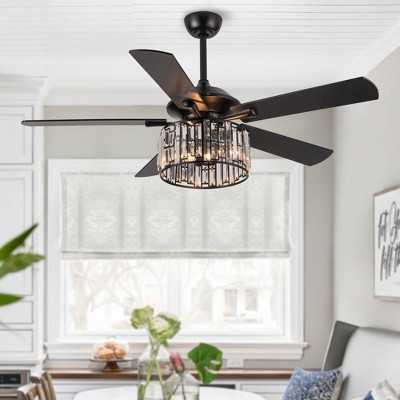 Parrot Uncle 52" Modern Crystal Ceiling Fan with Light and Remote