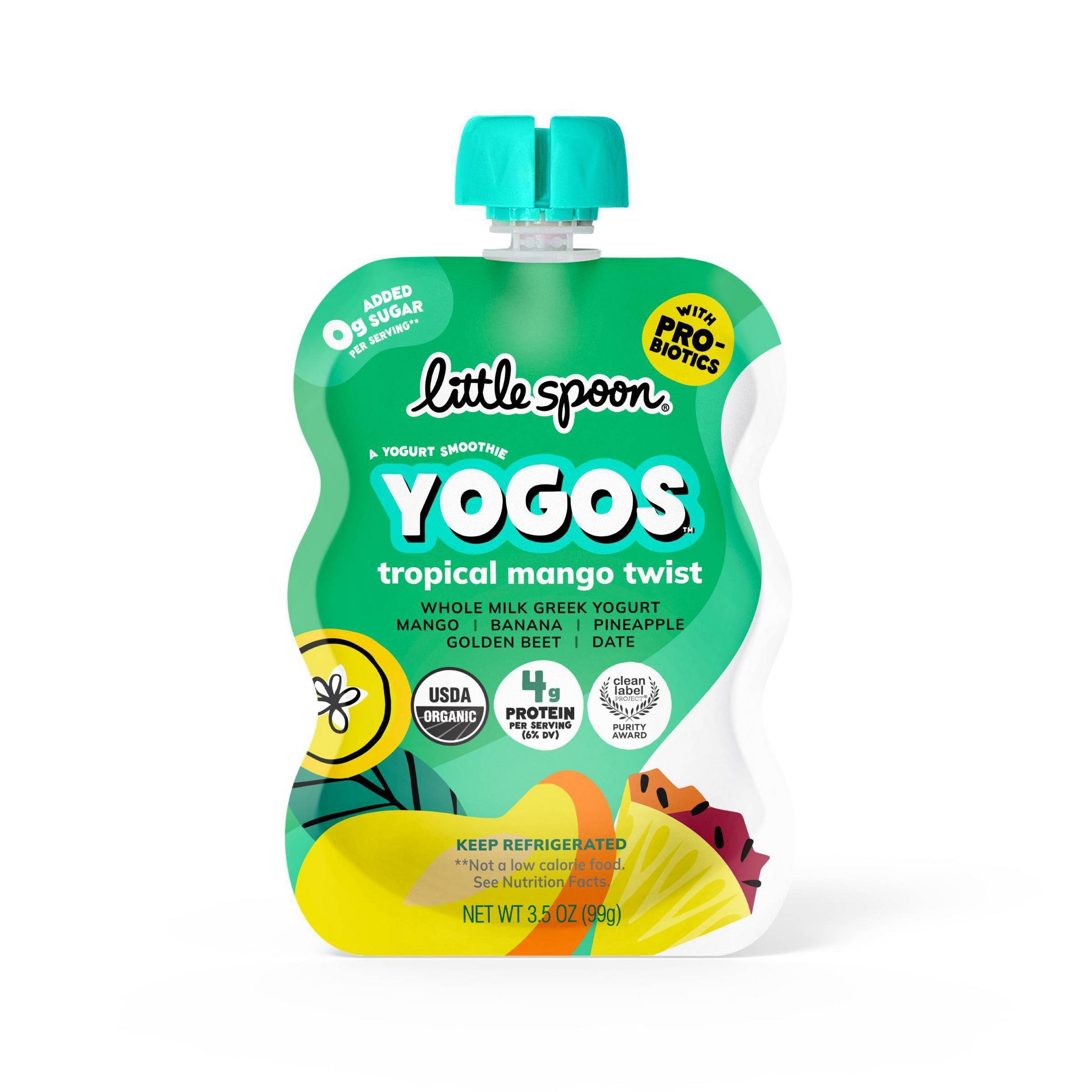 Little Spoon YoGos Mango Organic Whole Milk Yogurt Kids' Yogurt Pouches - 3.5oz