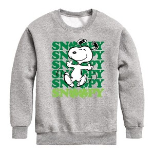 Boys' - Peanuts - Snoopy Clover Dance Graphic Long Sleeve Fleece Sweatshirt - 1 of 4