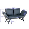 1pc Outdoor Wicker Bench, Foldable Steel Frame with Cushions, 2-Person Patio Seating for Garden or Porch - Coolbibila - 4 of 4