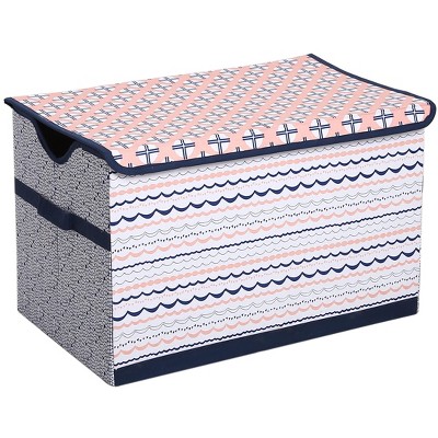 Bacati - Olivia Coral/Navy Storage Toy Chest