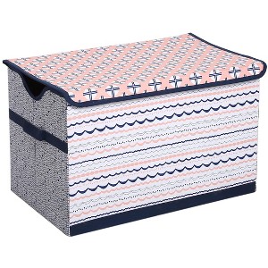 Bacati - Olivia Coral/Navy Storage Toy Chest - 1 of 4