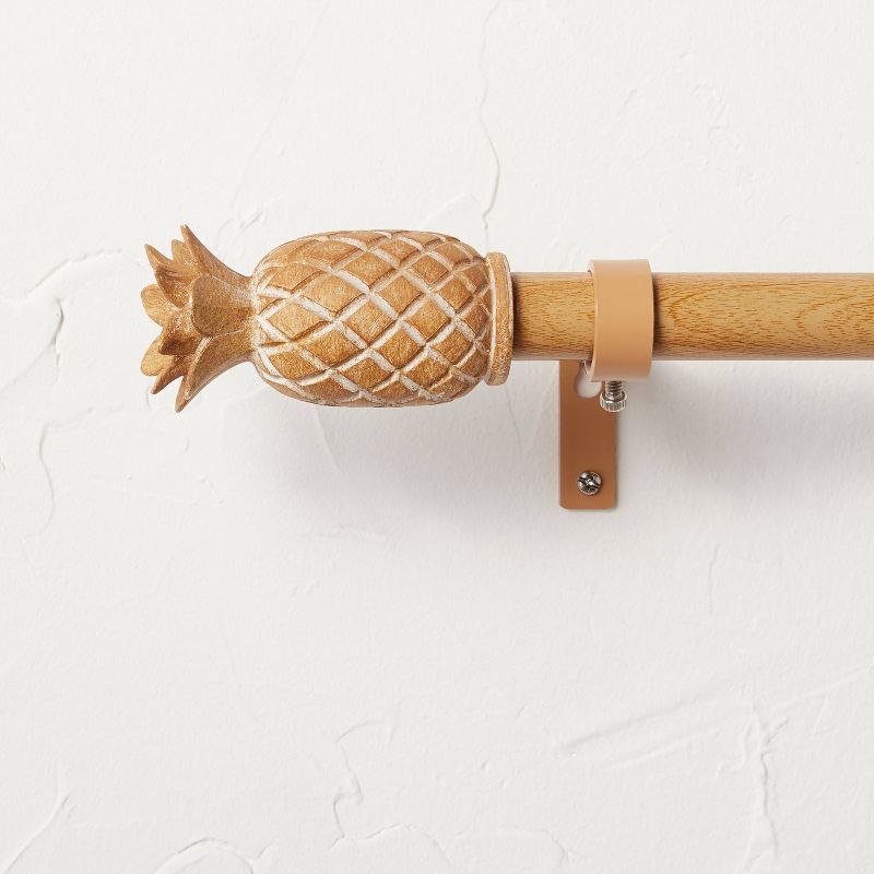 Pineapple Faux Wood Curtain Rod Natural Wood - Opalhouse™ designed with Jungalow™, 1 of 8